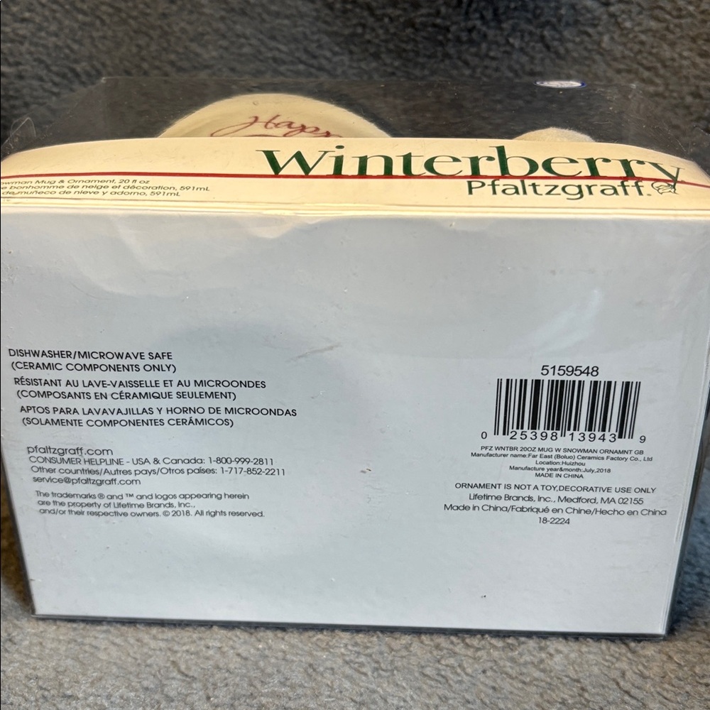 Pfaltzgraff Winterberry 20oz Mug & Snowman ornament set, new in box. - Picture 3 of 3